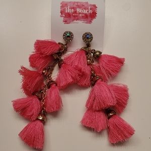 Pink Tassel Earrings